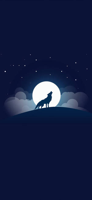 Lobo Lindo Luna Llena Vector — iPhone 16e Fondos de pantalla