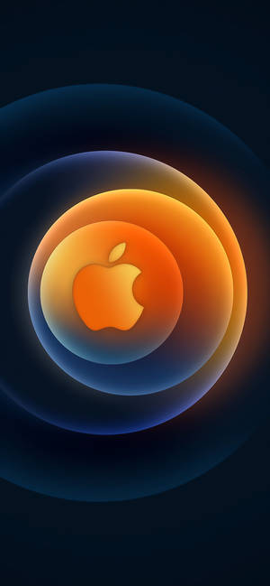Fondo de pantalla del logo de Apple con círculo naranja — iPhone 12 Fondos de pantalla