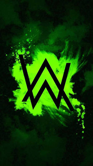 Logotipo de Alan Walker en verde neón y negro