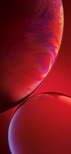 Fondo de pantalla iPhone XR de dos burbujas abstractas rojas en remolino — iPhone Xr Fondos de pantalla