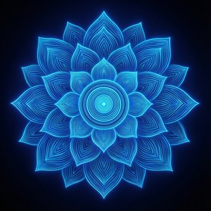 Mandala de loto azul neón brillante — Azul neón Fondos de pantalla