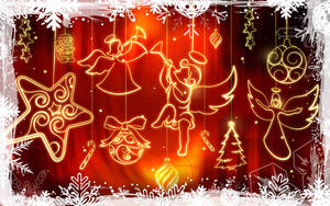Fondo de pantalla de luces de ángeles y adornos navideños — Luces de Navidad Fondos de pantalla