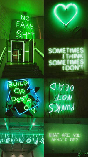 Luces de neón verde pastel — Verde oscuro aesthetic Fondos de pantalla