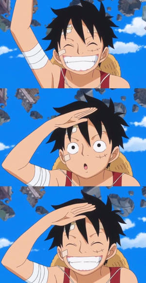 Luffy sonríe con la mano en la frente — Fondo de pantalla de one piece para iPhone Fondos de pantalla