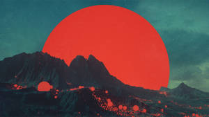 Luna 4K estética roja sobre montañas — Fondo rojo aesthetic Fondos de pantalla