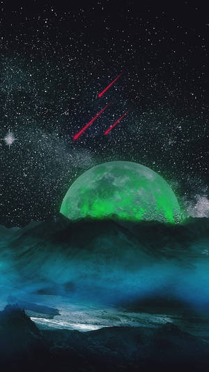 Fondo de pantalla de Luna de neón con meteoritos — Luna neón Fondos de pantalla