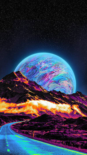 Fondo de pantalla Luna de neón dramática — Luna estética Fondos de pantalla