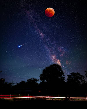 Fondo de pantalla de luna eclipse lunar galaxia — Samsung Galaxy S20 Fondos de pantalla