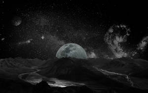 Fondo de pantalla de Luna Galáctica y Montañas — Galaxia luna Fondos de pantalla