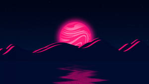Fondo de pantalla Luna Neón Rosa en Olas — Luna neón Fondos de pantalla