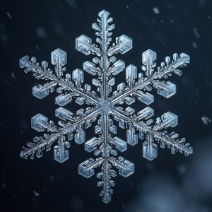 Una toma macro detallada de la estructura cristalina de un copo de nieve.