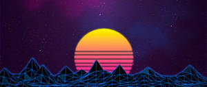 Fondo de pantalla de luna retro con líneas. — 2560x1080 Fondos de pantalla
