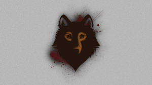 Arte de lobo marrón oscuro con salpicadura de pintura roja fondo de pantalla.