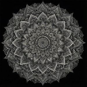 Patrón intrincado de mandala en blanco y negro, simétrico y meditativo. — Estética negra GIF Fondos de pantalla