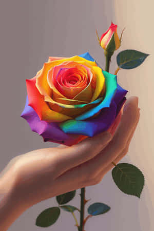 flor, mano, san valentín, rosa, espiritual, orgullo, lgbtq, arcoíris, amor