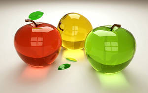 Fondo de pantalla de manzanas transparentes en 3D.