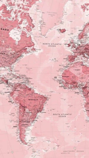 Mapa Estético del Atlántico en Rosa Melocotón