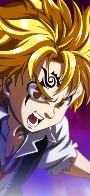 Fondo de pantalla móvil de Meliodas furioso, capitán de los Siete Pecados Capitales.