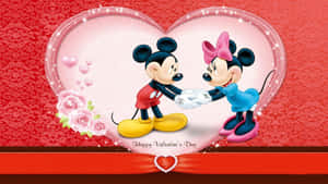 Mickey y Minnie Mouse en un marco con forma de corazón — Lindo día de San Valentín Fondos de pantalla