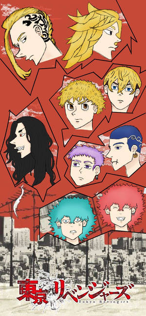 Pintura Digital de Miembros de la Banda Tokyo Revengers para iPhone — iPhone 13 Pro Max Fondos de pantalla