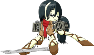 Parallaxmlp, Attack On Titan, Mikasa Ackerman, Ponified, descarga PNG HD