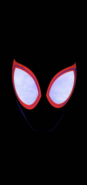 Fondo de pantalla de Miles Morales con ojos minimalistas sobre fondo negro — iPhone 15 Fondos de pantalla