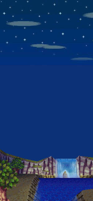 Hermoso fondo de pantalla HD de Animal Crossing con cielo nocturno estrellado — iPhone 13 Mini Fondos de pantalla