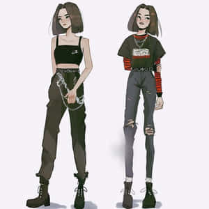 Anime Grunge — Chica anime con sudadera Fondos de pantalla