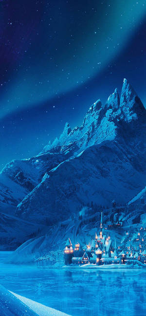 Fondo de pantalla de montaña del castillo congelado de Arendelle — iPhone 14 Pro Max Fondos de pantalla