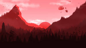 Fondo de pantalla de montaña roja con paracaídas