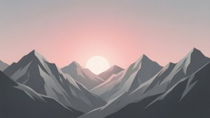 Cordillera minimalista con suaves colores de amanecer — Estética gris Fondos de pantalla