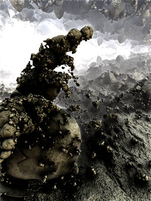 Fondo de pantalla de montón de piedras 3D formando una torre rocosa