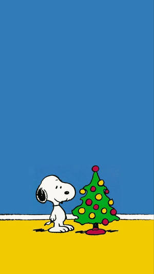 Fondo de pantalla móvil de Snoopy y árbol de Navidad — Snoopy navidad Fondos de pantalla