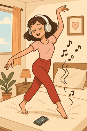 Mujer, fondo estético musical, audífonos, Spotify, baile, fondo de habitación, fondo femenino, bailando al ritmo de la música, estético lindo — Amor aesthetic GIF Fondos de pantalla