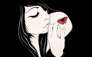 Fondo de pantalla de mujer con dibujo artístico de mariposa — Mariposa aesthetic Fondos de pantalla