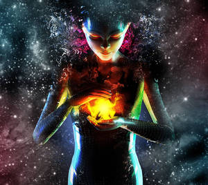 Mujer con fuego en las manos, estética espiritual — Estética Espiritual Fondos de pantalla