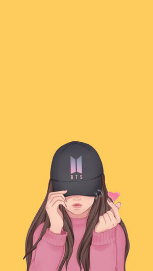 Mujer Linda con Gorra de BTS