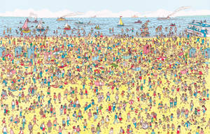 Multitud en la playa de ¿Dónde está Wally?