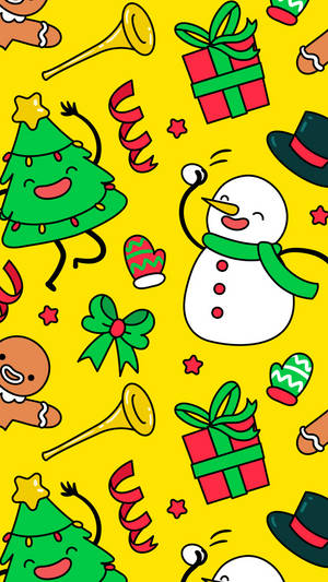 Fondo de pantalla de lindo muñeco de nieve navideño con decoraciones — Navidad linda Fondos de pantalla