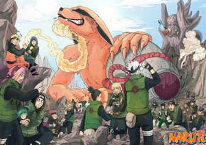 Naruto en vivo: Kurama gigante sobre los personajes — Naruto shippuden GIF Fondos de pantalla