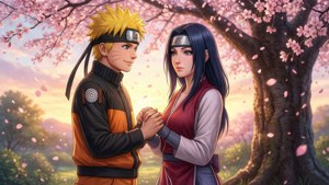Fondo de pantalla romántico de Naruto y Hinata bajo los cerezos en flor — Pareja de anime GIF Fondos de pantalla