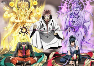 Naruto Uzumaki y Sasuke Uchiha entrenando con chakra en la aldea de la hoja.
