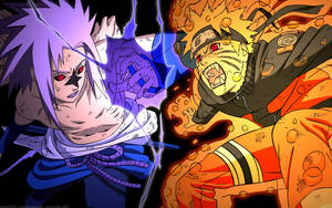 Fan art de Naruto de Jinchuuriki y Sasuke Sharingan para fondo de pantalla de escritorio.