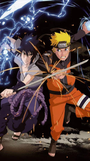 Fondo de pantalla de Naruto y Sasuke peleando lado a lado — Naruto y sasuke Fondos de pantalla