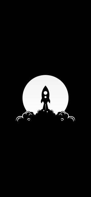 Fondo de pantalla Nave Espacial Negra Minimalista — iPhone 16 Fondos de pantalla