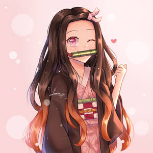 Nezuko de Demon Slayer guiñando un ojo