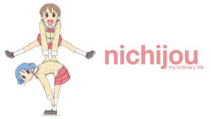 Nichijou Saltando la Rana Fondo Blanco — Anime laptop Fondos de pantalla