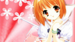 Niña de secundaria anime kawaii con flores rosas