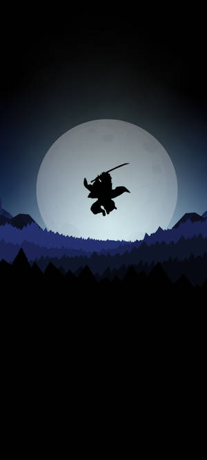 Fondo Anime Cool Teléfono Ninja Luna Silueta — iPhone 17e Fondos de pantalla