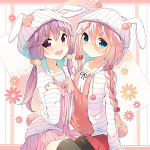 Fondo de pantalla de niños anime con orejas de conejo — Anime niños Fondos de pantalla